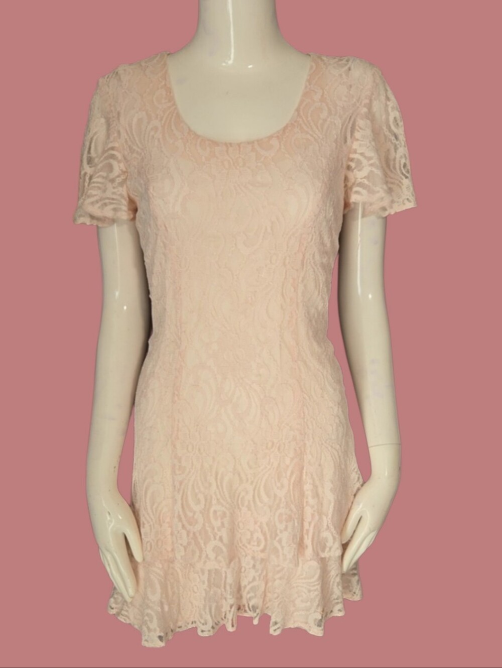 All that Jazz Light Blush Lace Fit-and-Flare Mini Dress